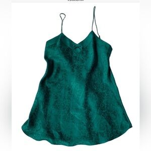Cacique green jacquard satin chemise lingerie Size Large
